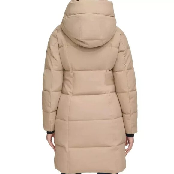 NWT Calvin Klein Women’s Faux Fur Lined Hood Oxford Puffer Jacket Tan Large - Picture 10 of 13